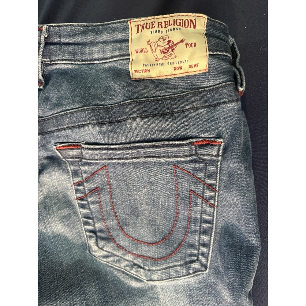 Women's Size 33 True Religion Jennie Curvy Mid Rise Super Skinny Jeans Blue